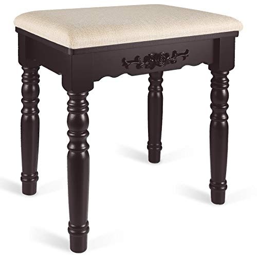 Oak wood vanity stool modern - vanity,