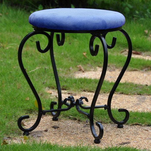 Round iron vanity stool - vanity,