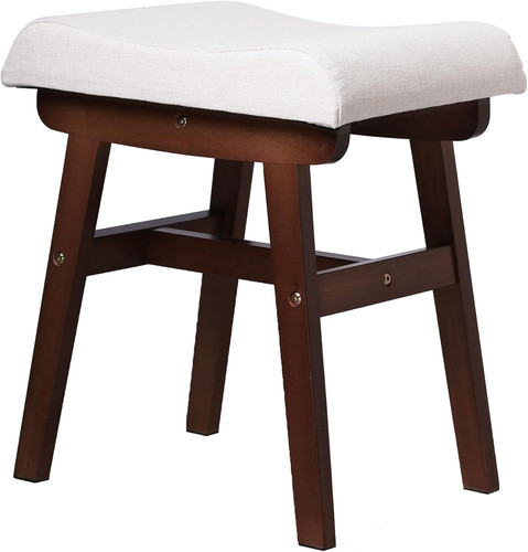 Compact walnut vanity stool - compact,