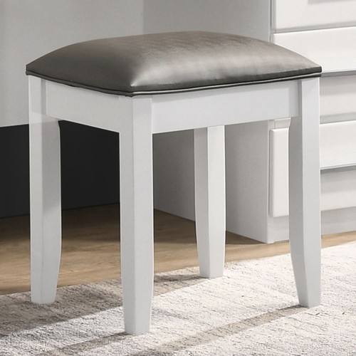 Glossy white vanity stool - glossy, with