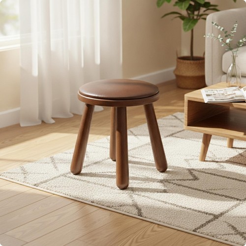 Wooden stool with cushioned - with,