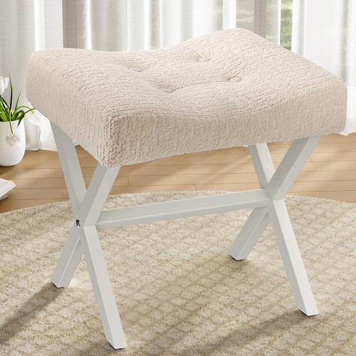 Beige inch vanity stool - 18-inch,
