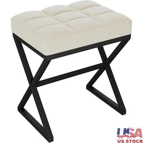 Linen vanity stool - vanity,