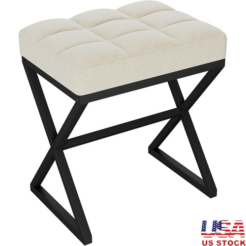 Linen vanity stool metal - vanity,
