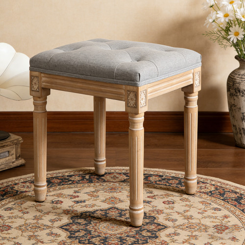 Tufted vanity stool grey - tufted,